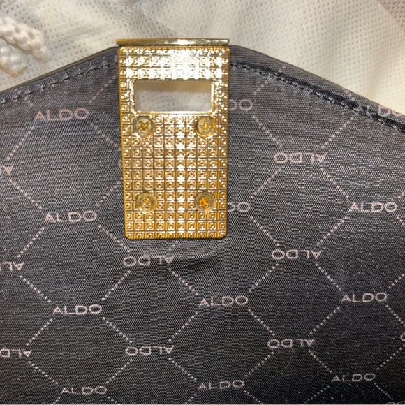 ALDO Black Croc-Embossed Structured Handbag Crossbody Minimalist Bag - Picture 7 of 9